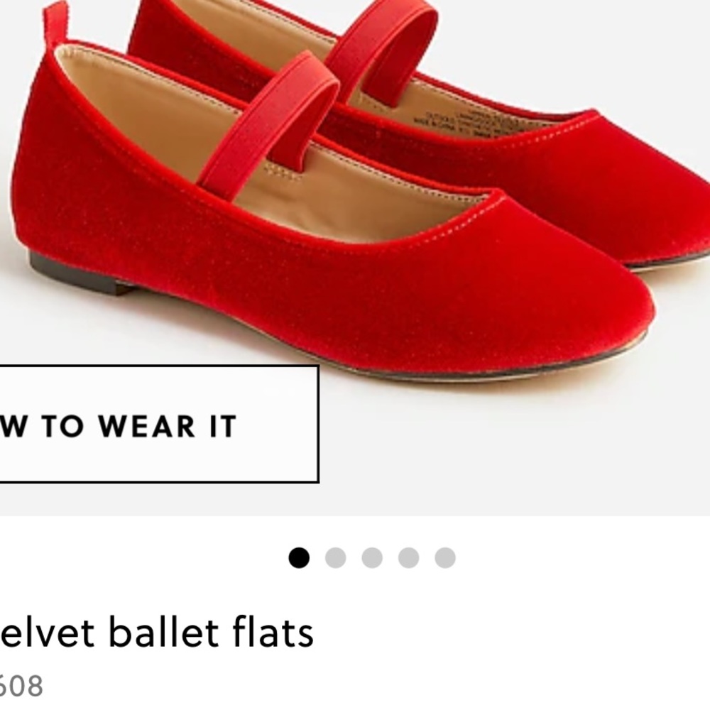 J Crew red velvet Ballet flats